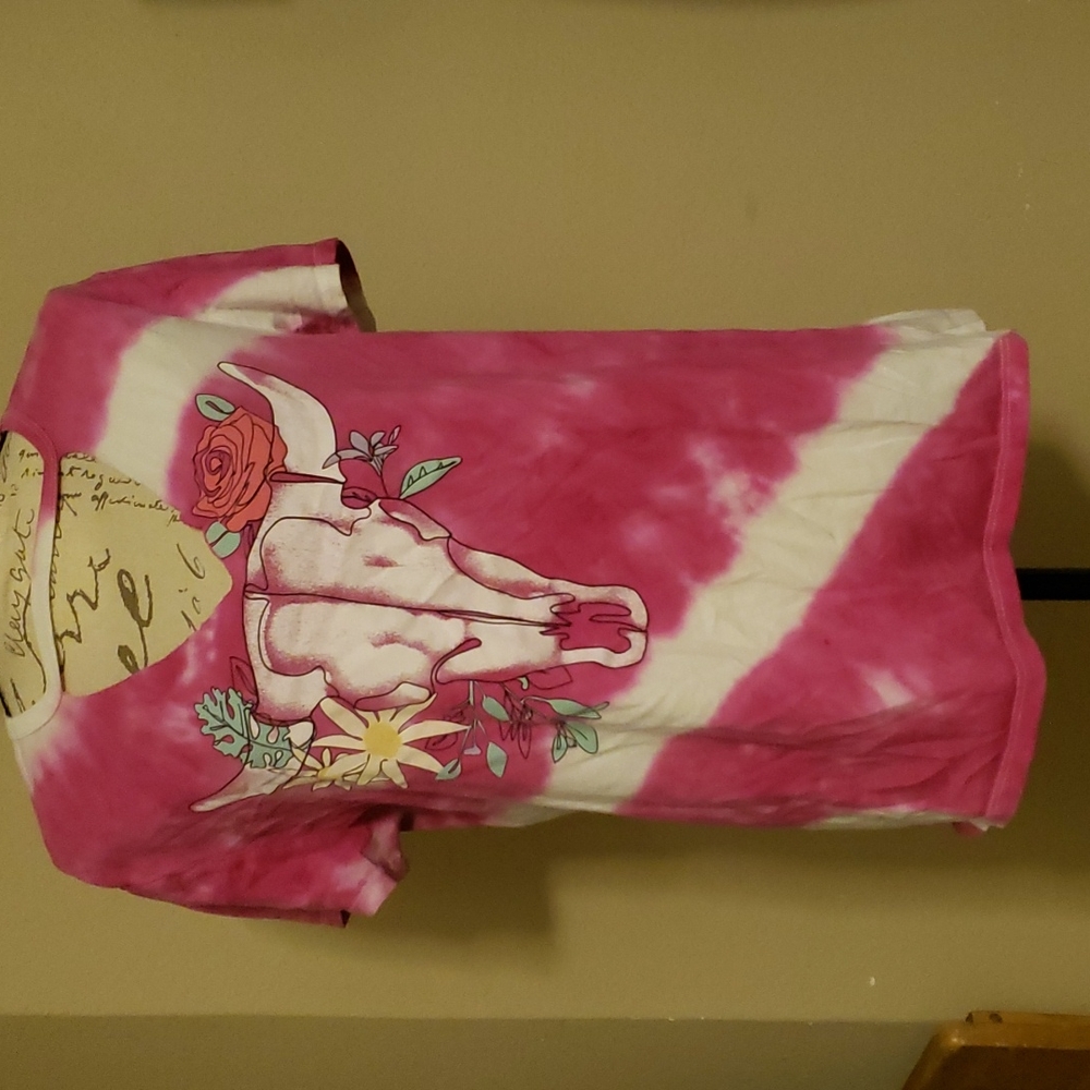 Torrid choker tee skull pink tie die